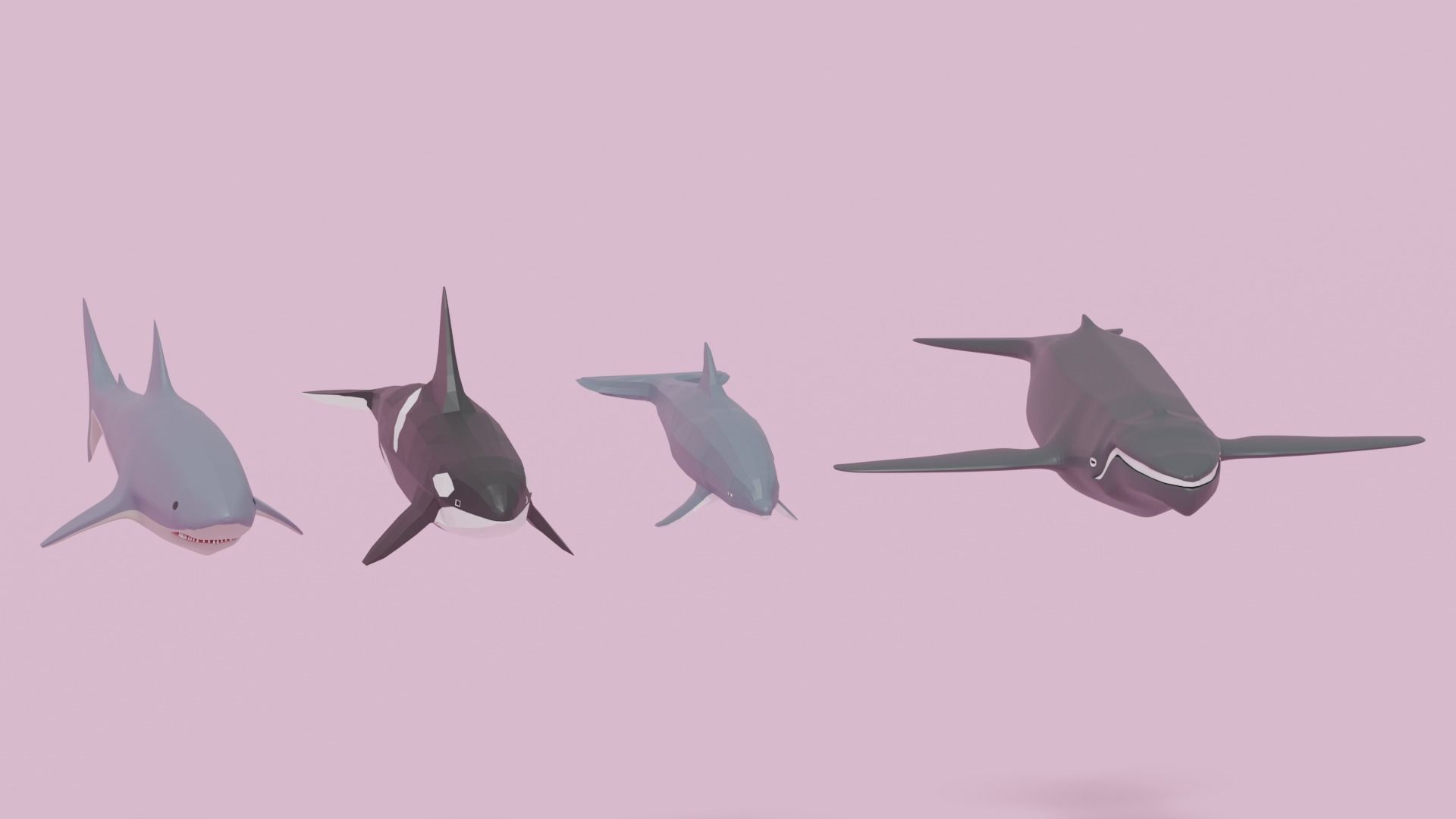 Cartoon Sea Animals Pack Low-poly 3D model_4