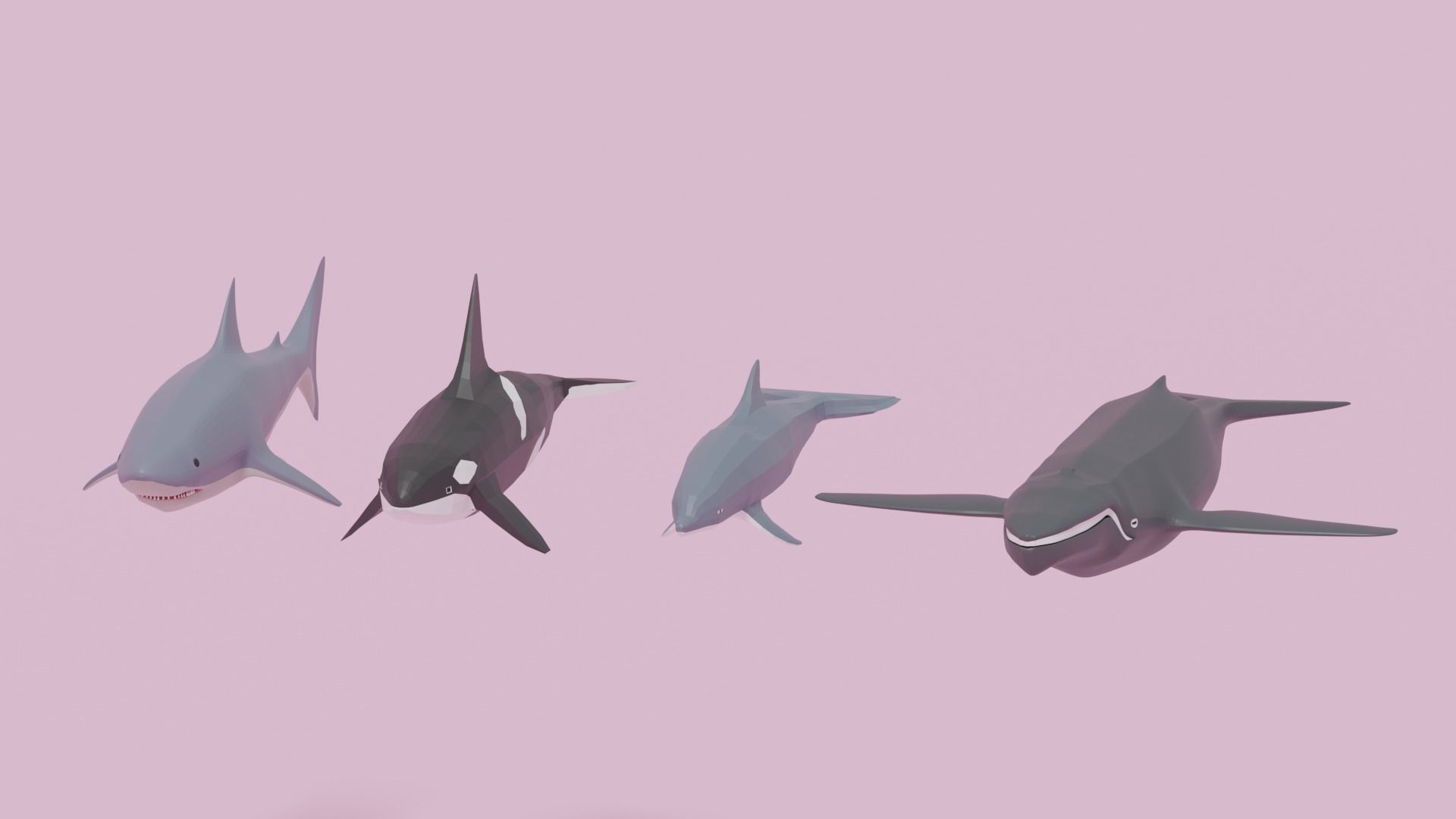 Cartoon Sea Animals Pack Low-poly 3D model_5