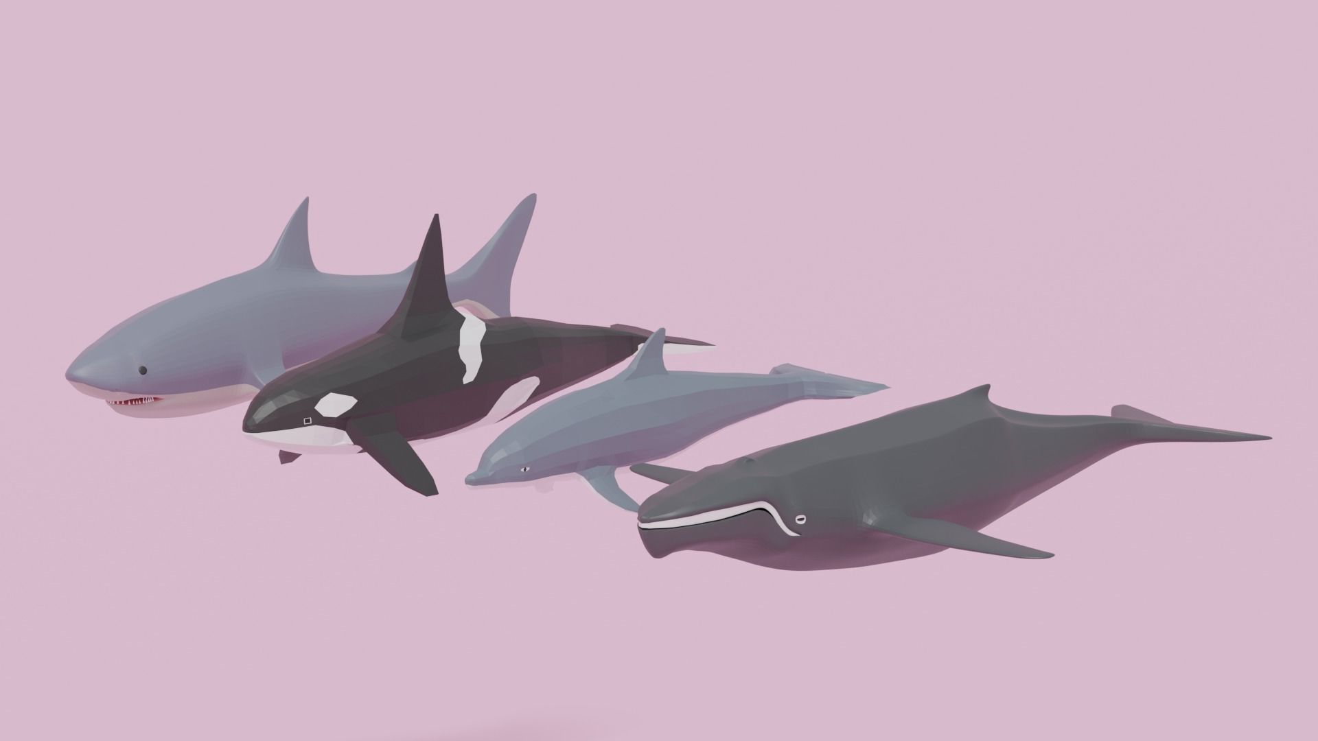 Cartoon Sea Animals Pack Low-poly 3D model_1