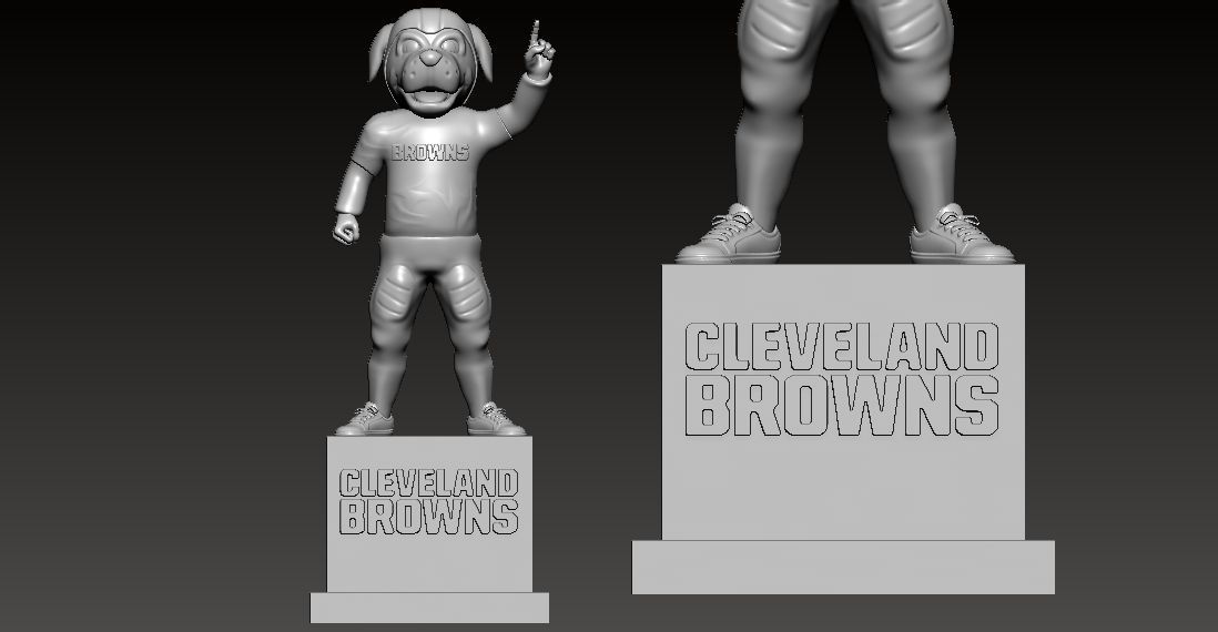 NFL - CLEVELAND BROWNS FOOTBALL MASCOT STATUE - 3D PRINT 3D print model_3