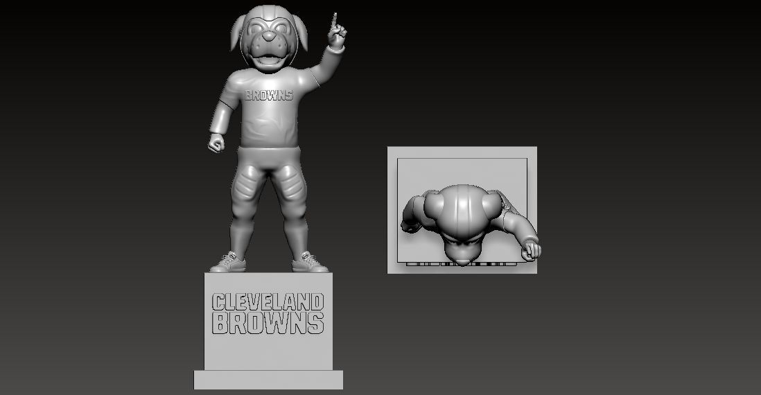 NFL - CLEVELAND BROWNS FOOTBALL MASCOT STATUE - 3D PRINT 3D print model_4