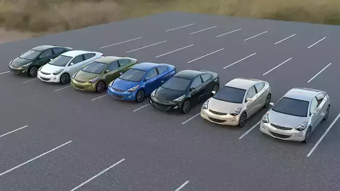 R3DP ASIAN CARS  LOW-POLY PBR - Hyundi Elantra Low-poly 3D model