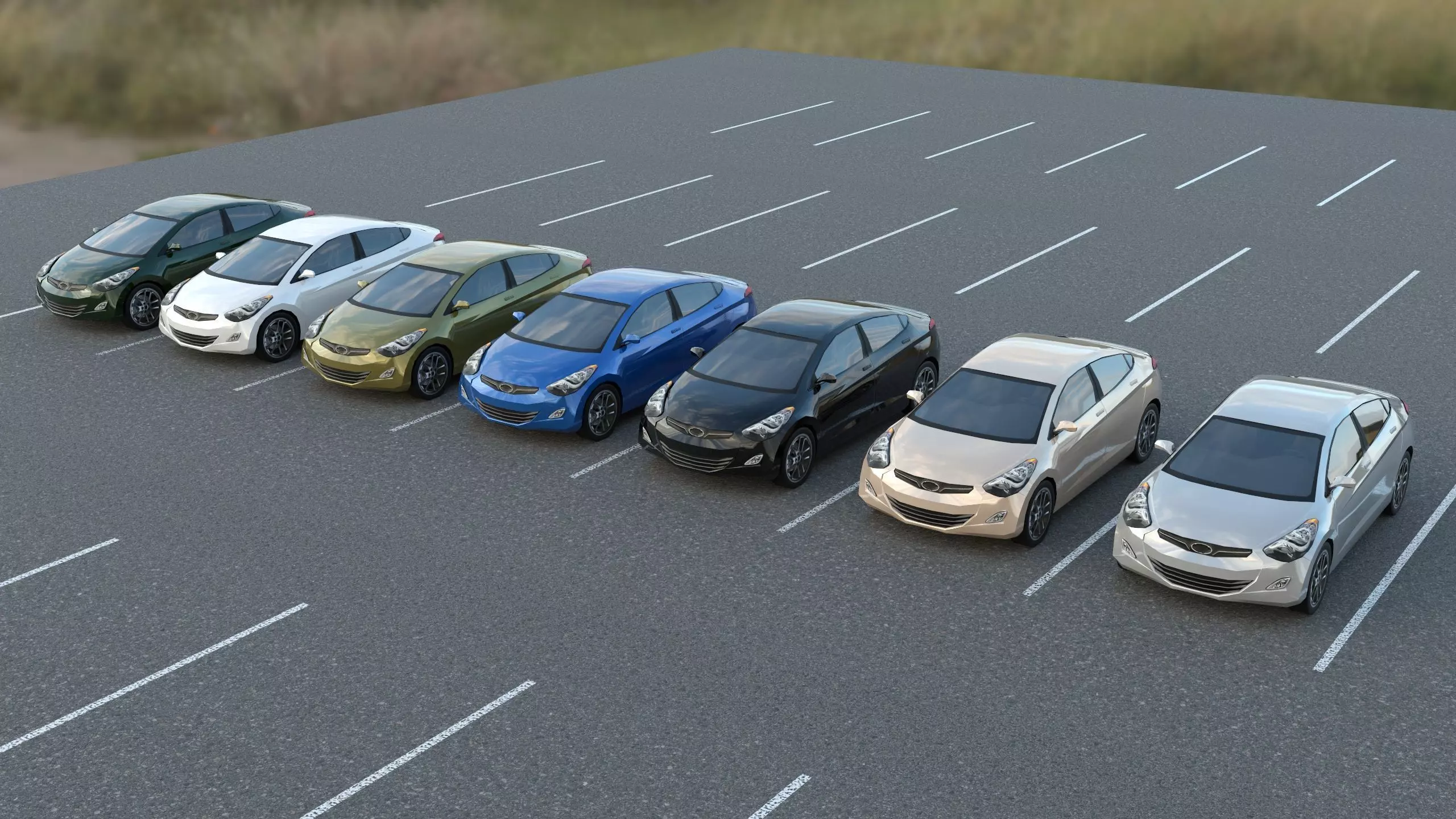 R3DP ASIAN CARS  LOW-POLY PBR - Hyundi Elantra Low-poly 3D model_0