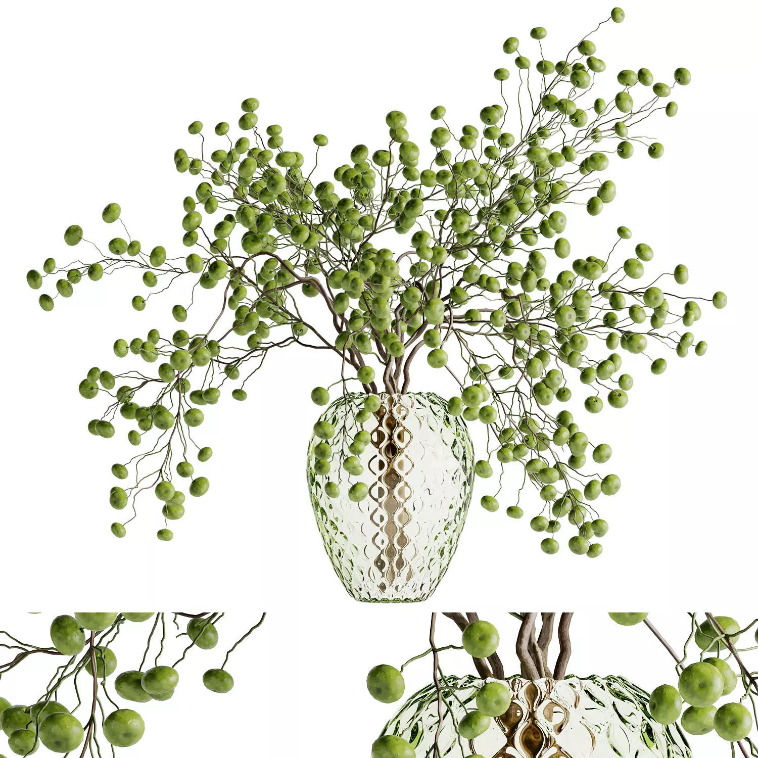 ball fruit bouquet inserted into a glass vase 3D model