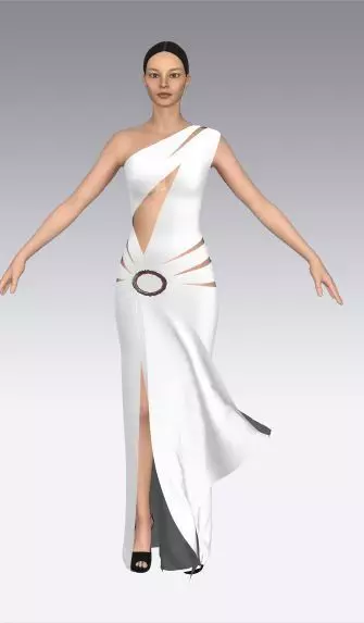 Dress white color and accesories metalic Low-poly 3D model
