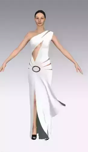 Dress white color and accesories metalic