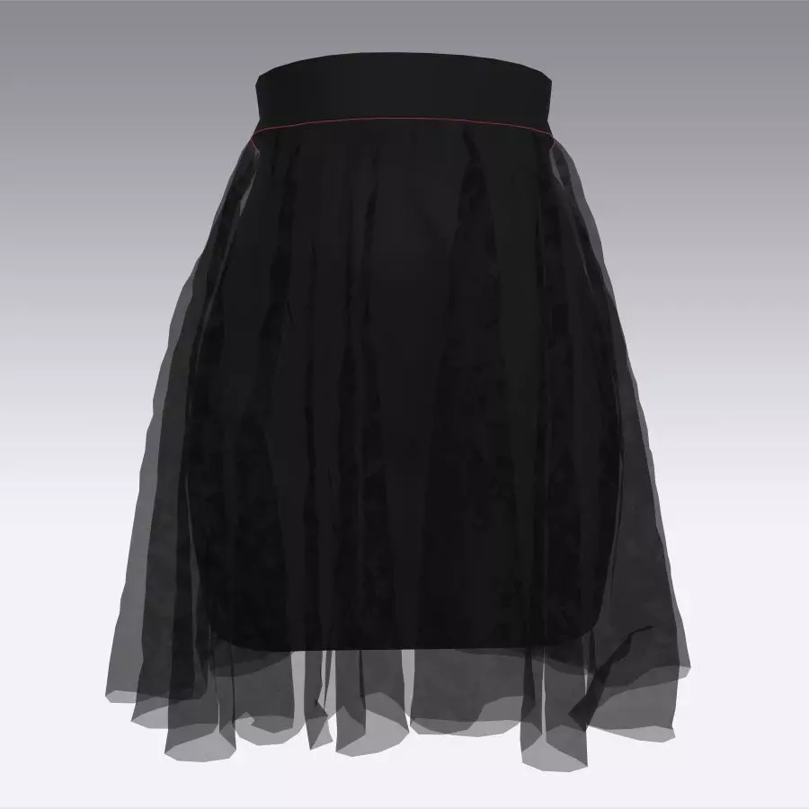 skirt pencil and skirt vual ruffled Low-poly 3D model