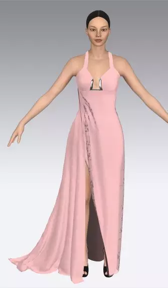 Powder pink color fabric type matte Low-poly 3D model