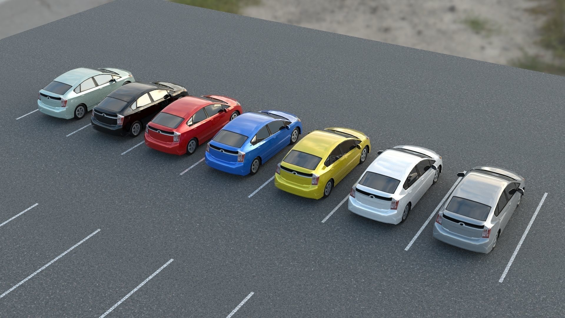 R3DP ASIAN CARS LOW-POLY PBR - Toyota Prius Low-poly 3D model_1