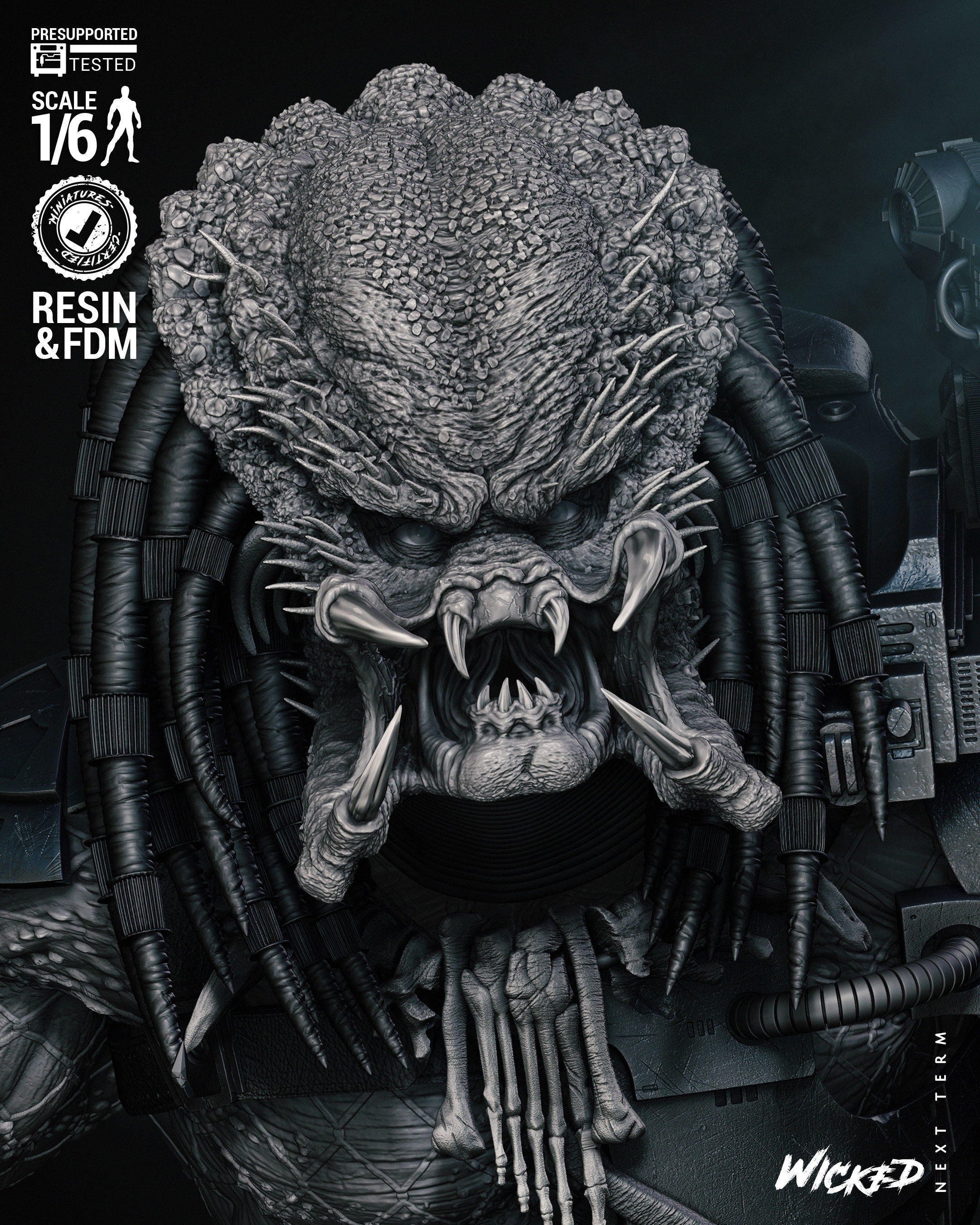 Wicked Movies Predator Sculpture Tested for 3D printing 3D print model_25