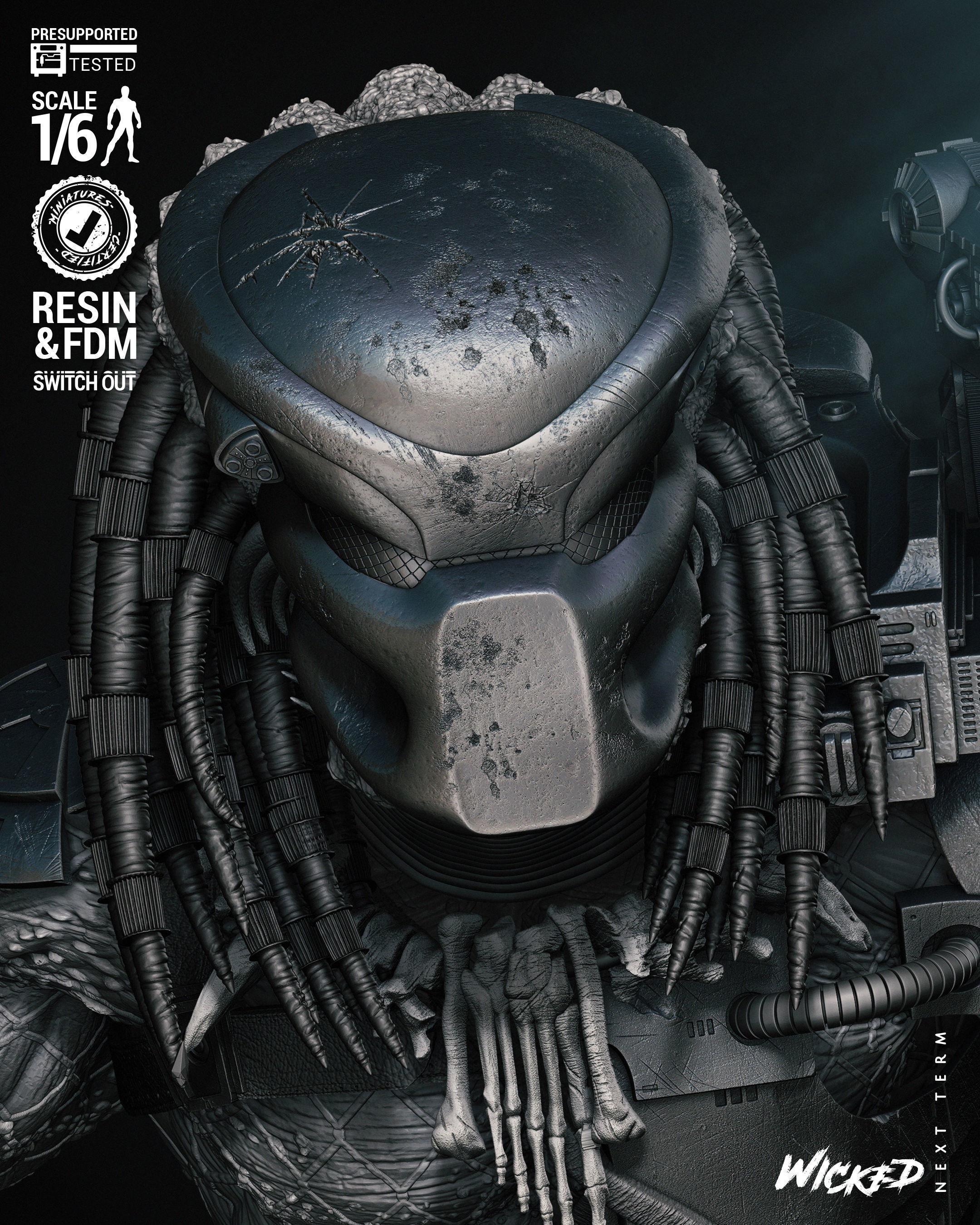 Wicked Movies Predator Sculpture Tested for 3D printing 3D print model_29