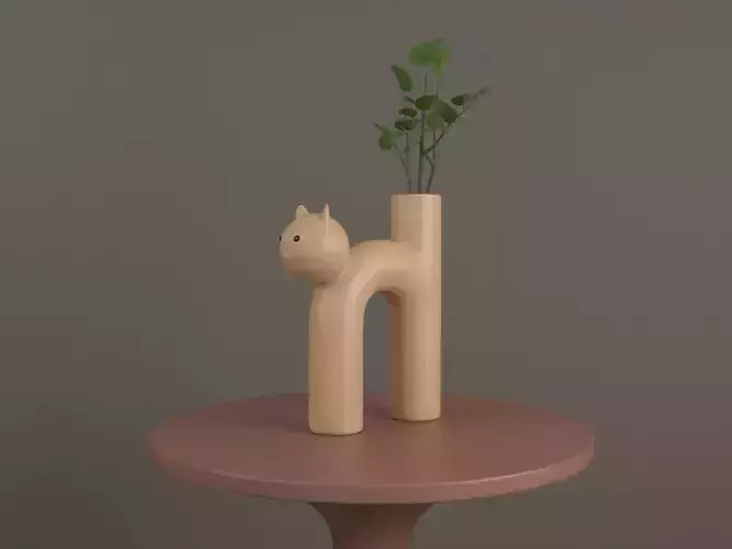 Vase Meow with Flower and Coffee Table