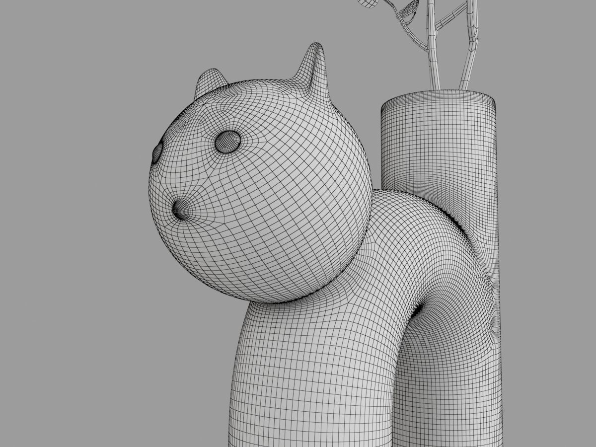 Vase Meow with Flower and Coffee Table 3D model_8