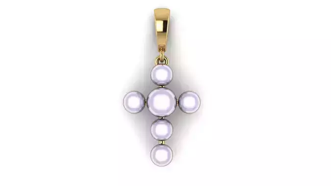Pearl Cross Pendant with Bail 3D print model