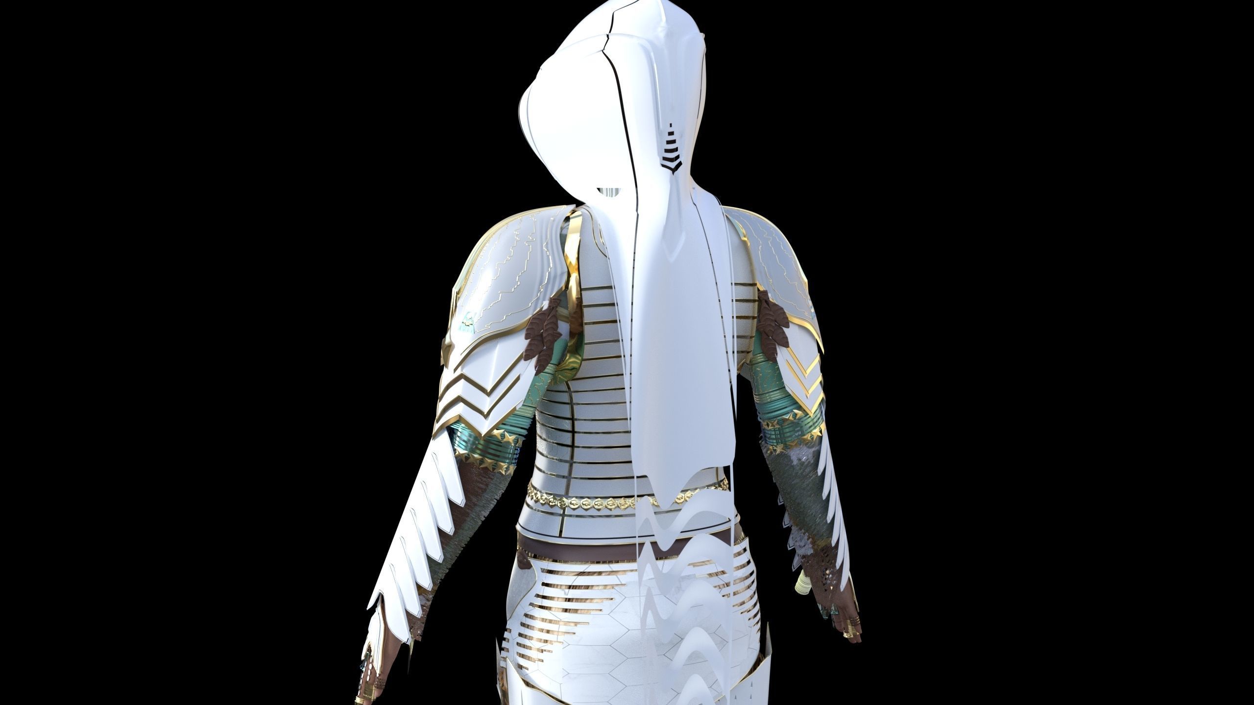 source archshild female suit follow sings in water 3D model_4