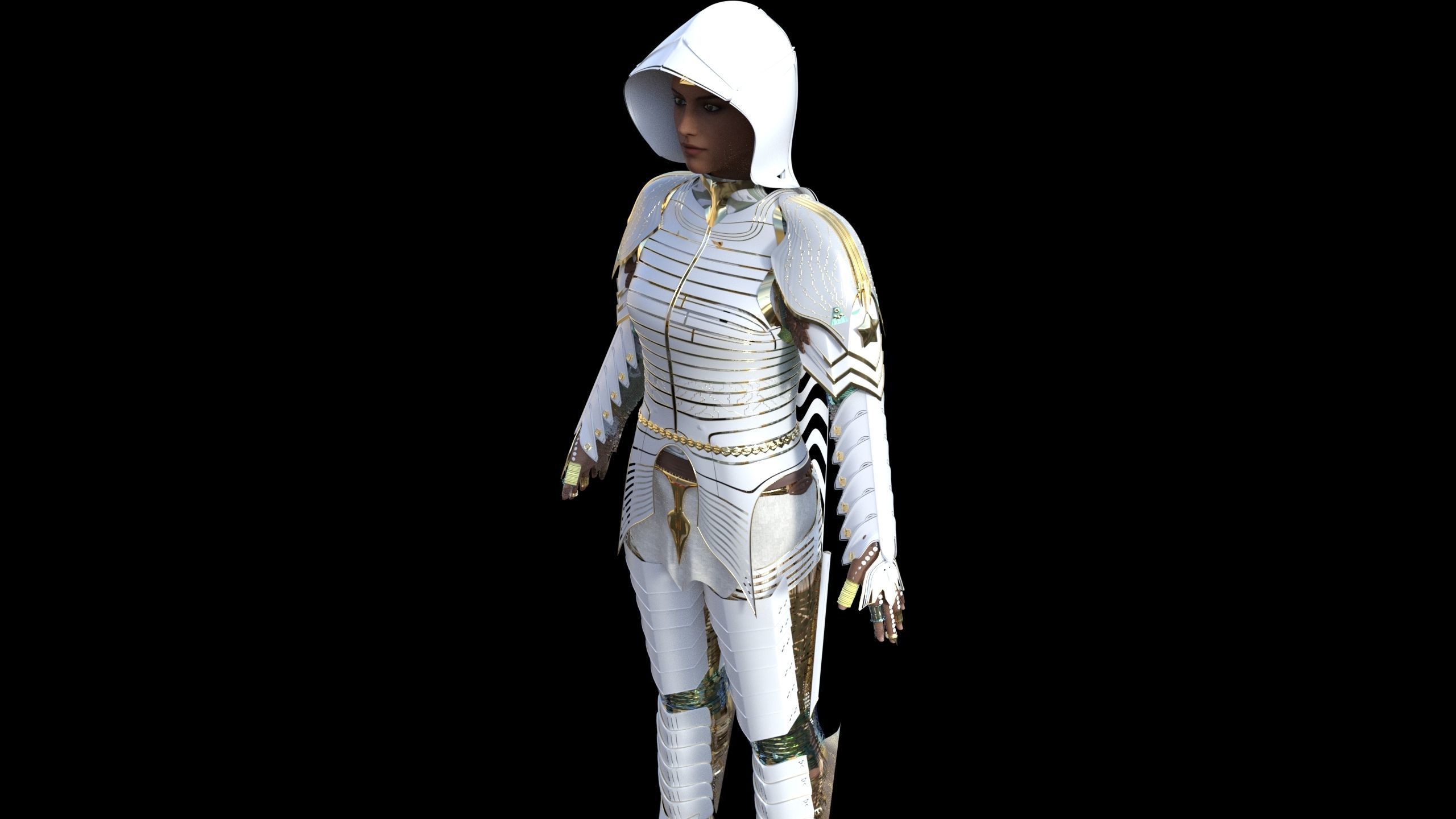 source archshild female suit follow sings in water 3D model_2