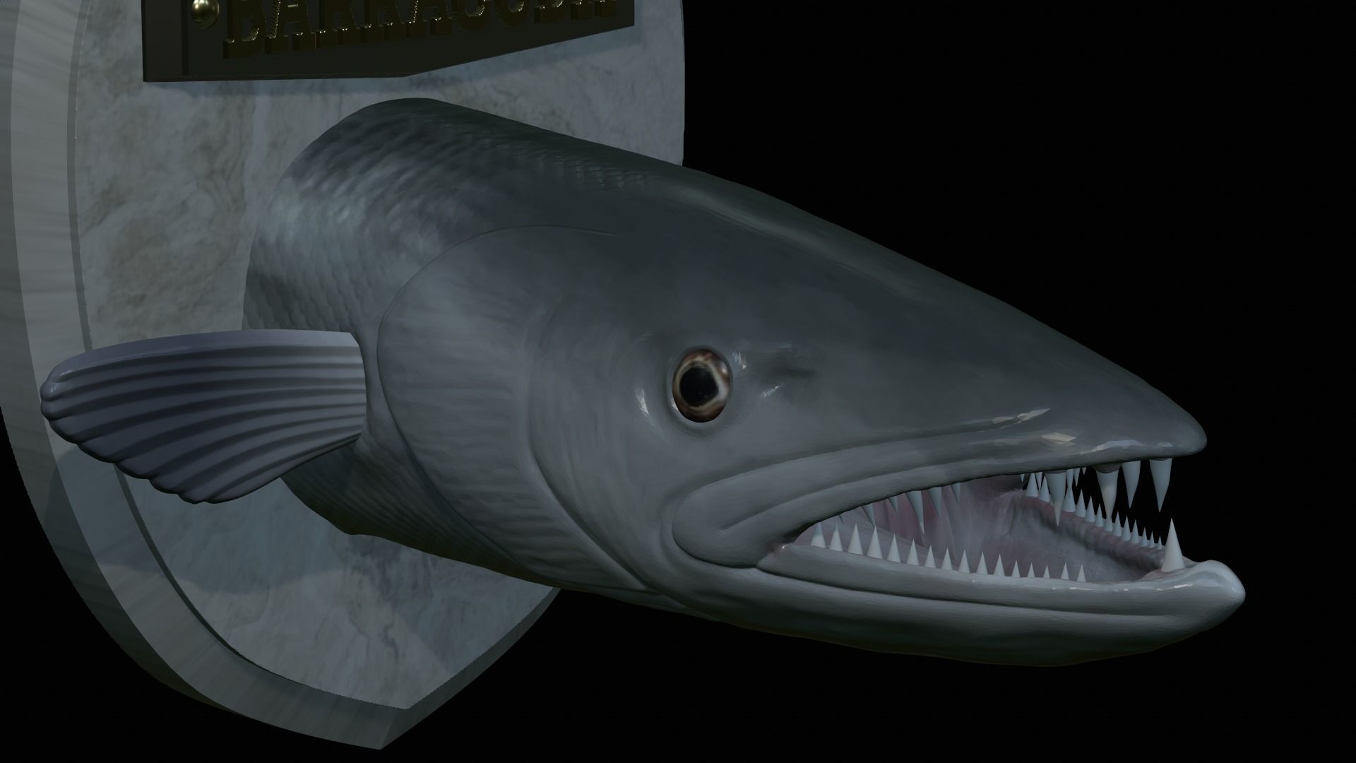 FISH HEAD GREAT BARRACUDA TROPHY STATUE DETAILED TEXTURE FOR 3D  3D print model_3