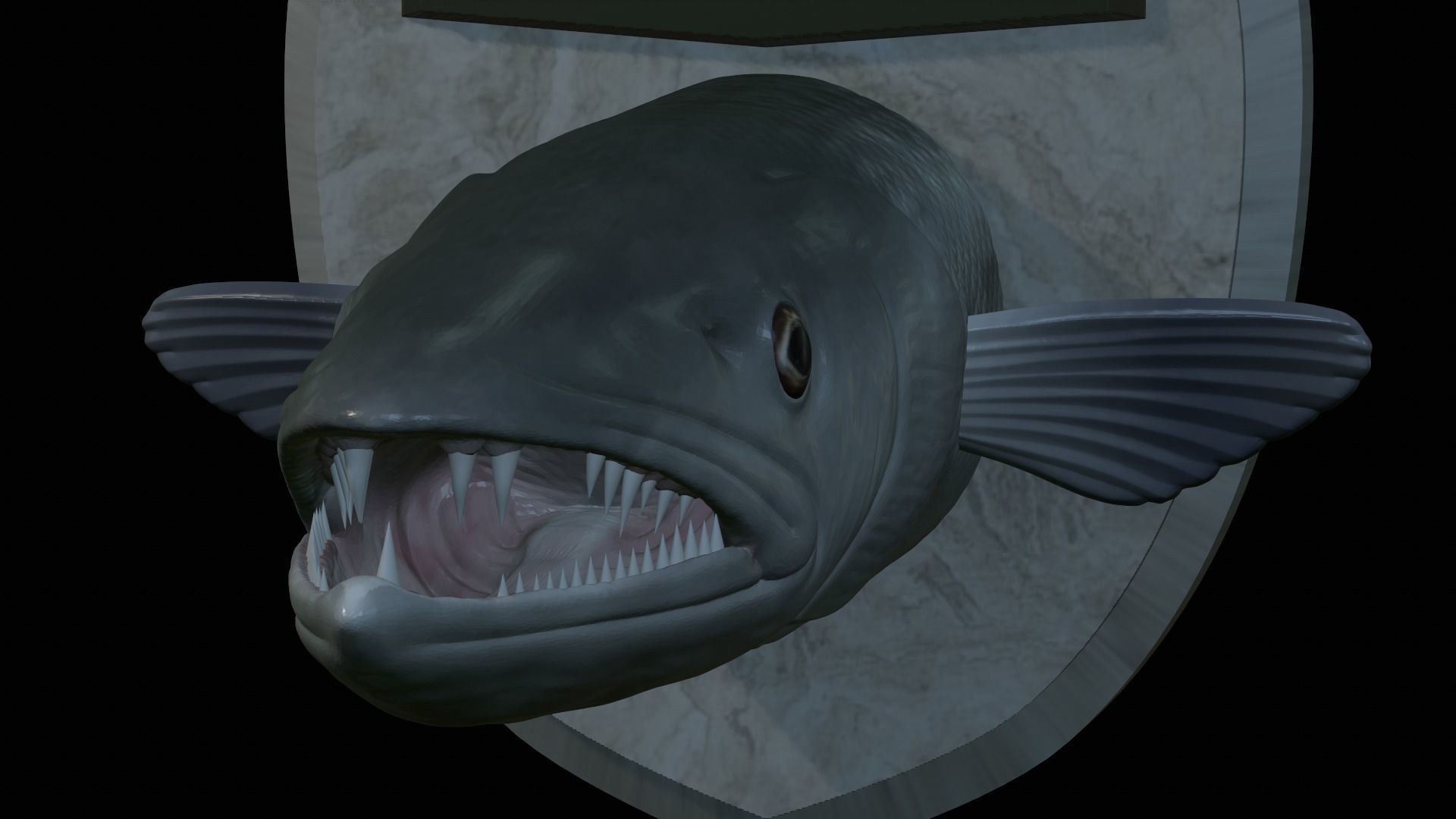 FISH HEAD GREAT BARRACUDA TROPHY STATUE DETAILED TEXTURE FOR 3D  3D print model_2