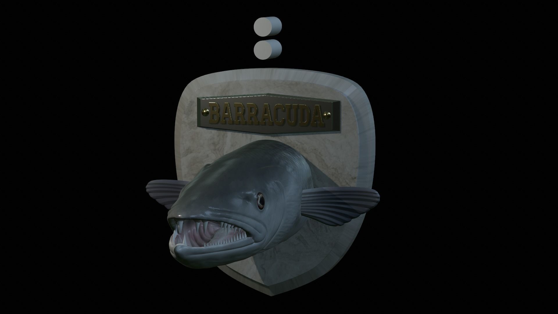 FISH HEAD GREAT BARRACUDA TROPHY STATUE DETAILED TEXTURE FOR 3D  3D print model_1