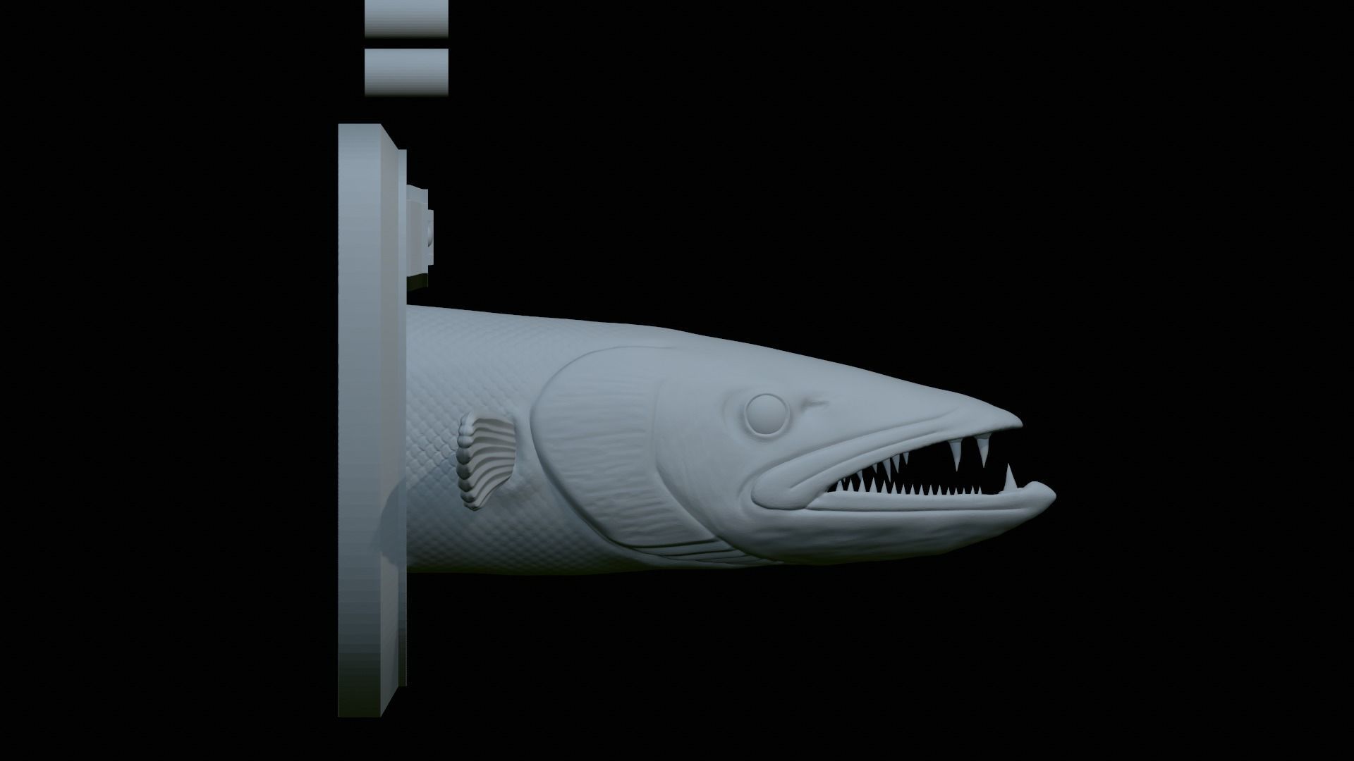 FISH HEAD GREAT BARRACUDA TROPHY STATUE DETAILED TEXTURE FOR 3D  3D print model_16
