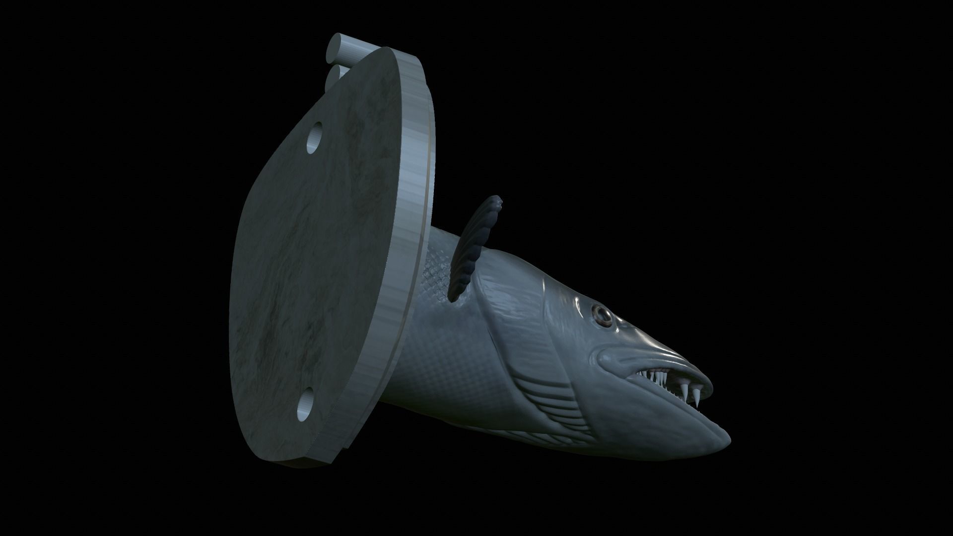 FISH HEAD GREAT BARRACUDA TROPHY STATUE DETAILED TEXTURE FOR 3D  3D print model_20