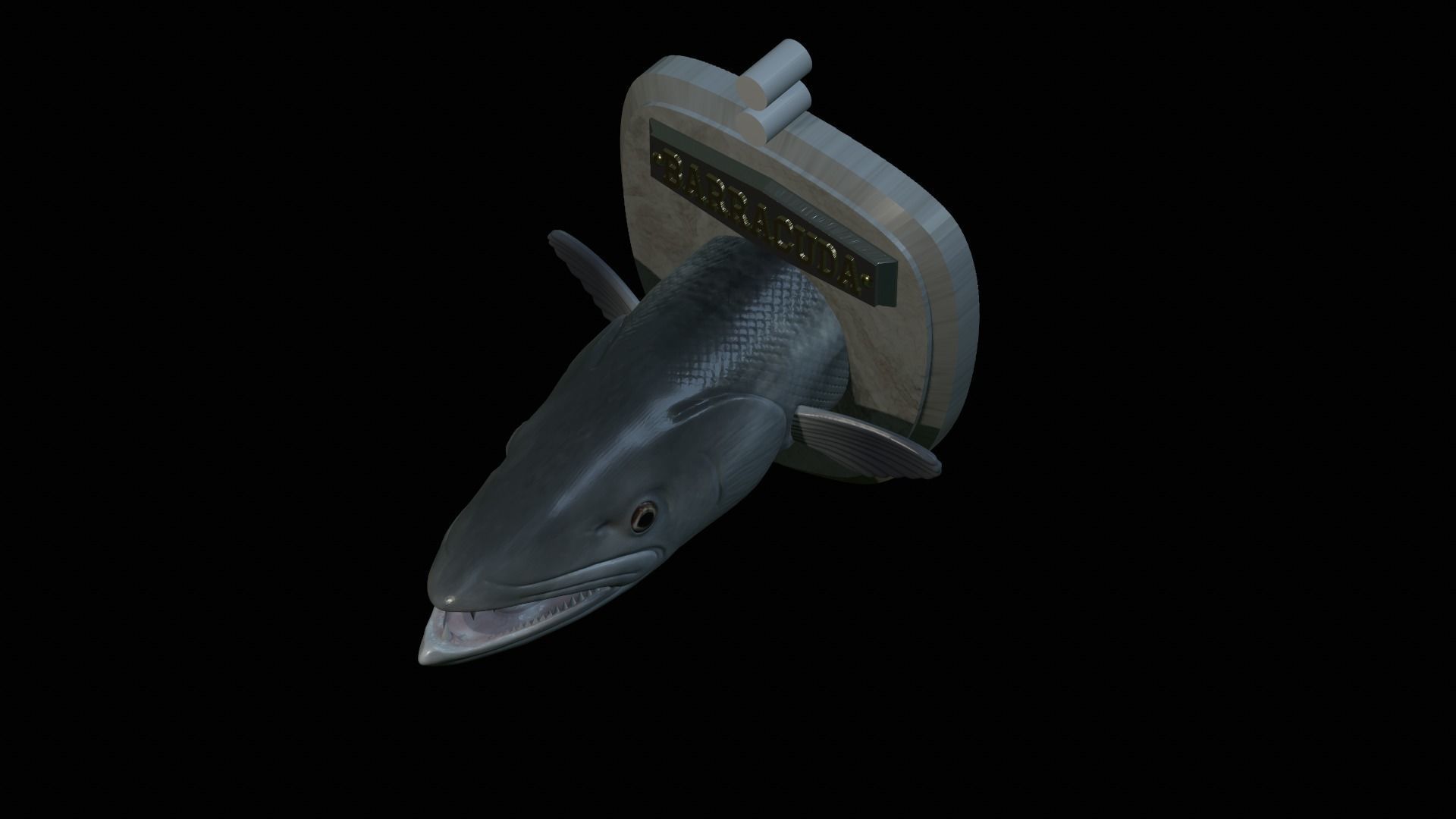 FISH HEAD GREAT BARRACUDA TROPHY STATUE DETAILED TEXTURE FOR 3D  3D print model_6