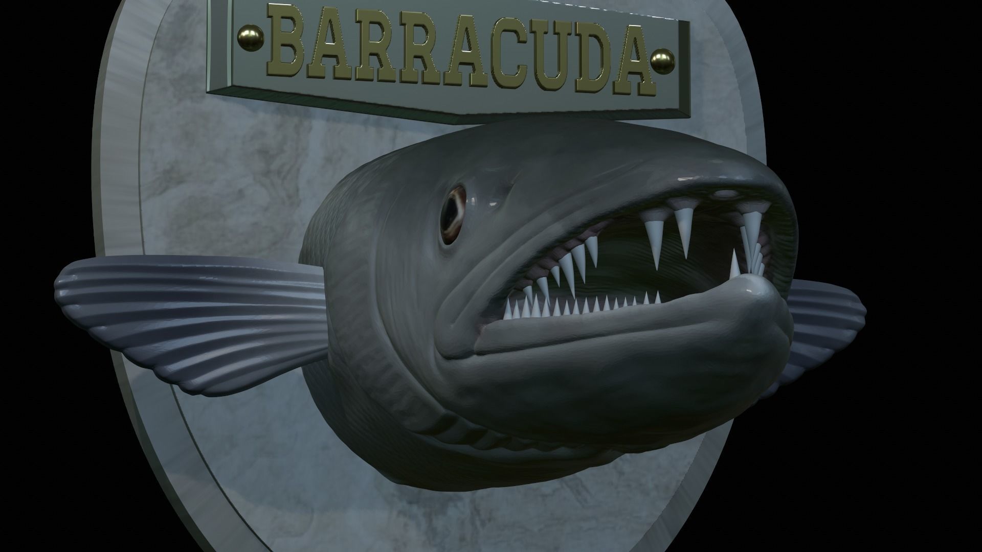 FISH HEAD GREAT BARRACUDA TROPHY STATUE DETAILED TEXTURE FOR 3D  3D print model_4