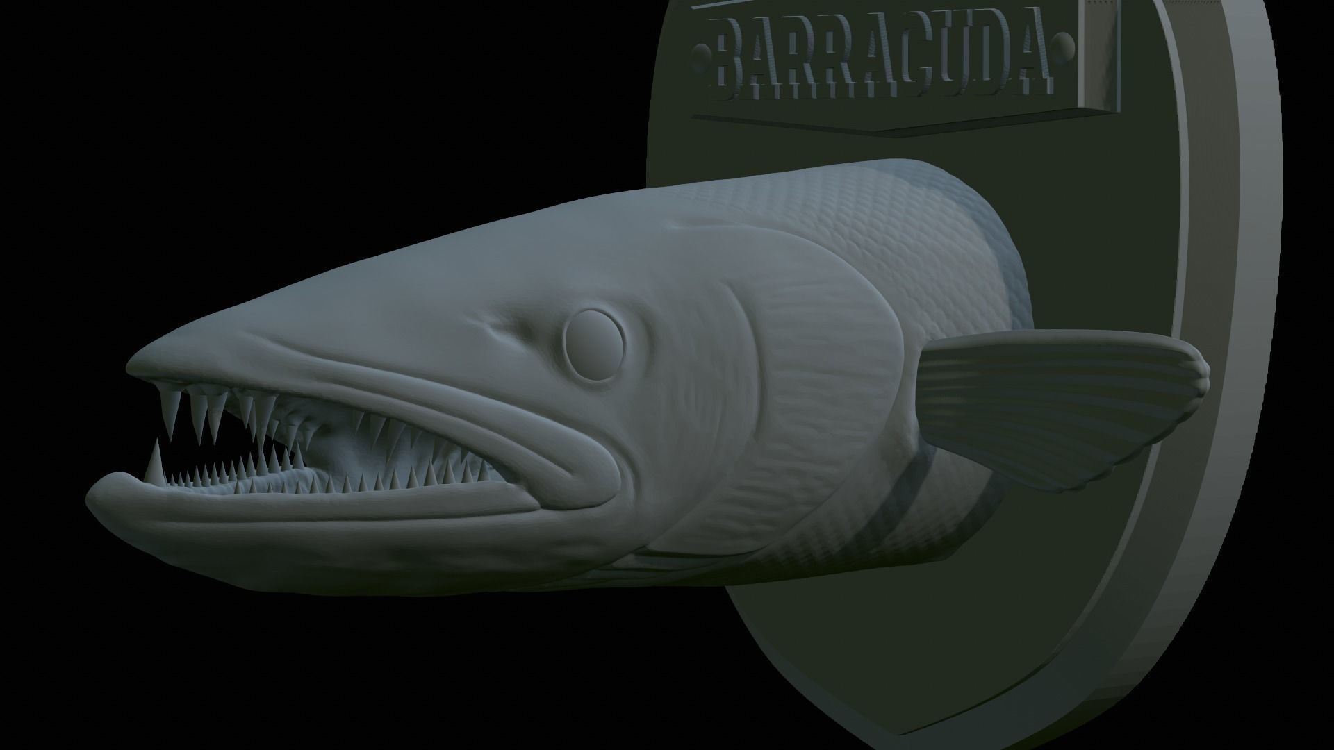 FISH HEAD GREAT BARRACUDA TROPHY STATUE DETAILED TEXTURE FOR 3D  3D print model_18