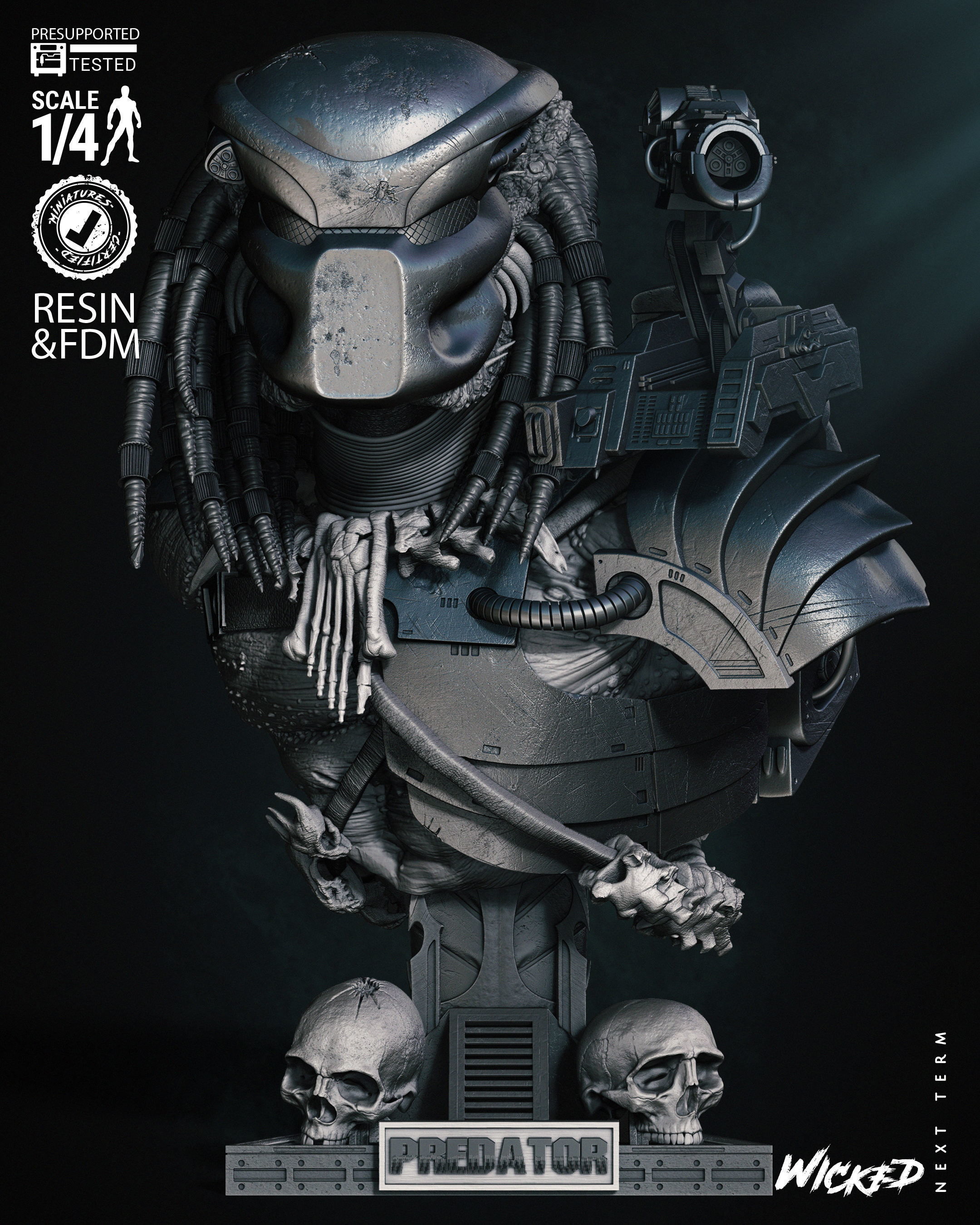 Wicked Movies Predator Bust Tested for 3D printing 3D print model_3