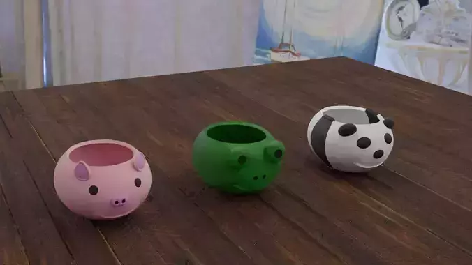 3 Macetas auto regables  3D print model