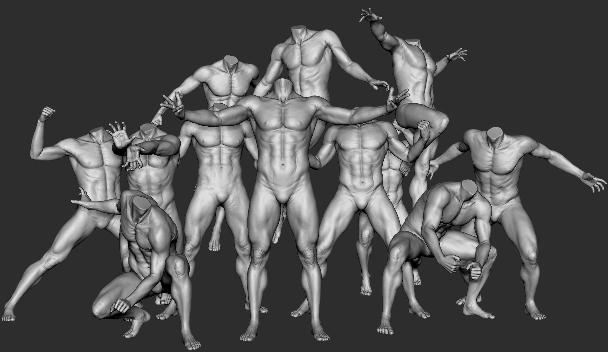 12 Male Poses Part 1 3D model_1