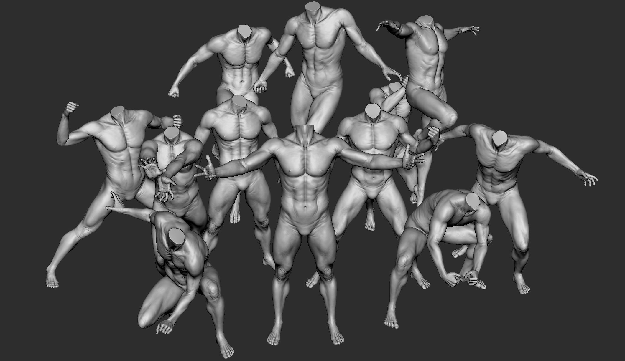 12 Male Poses Part 1 3D model_2