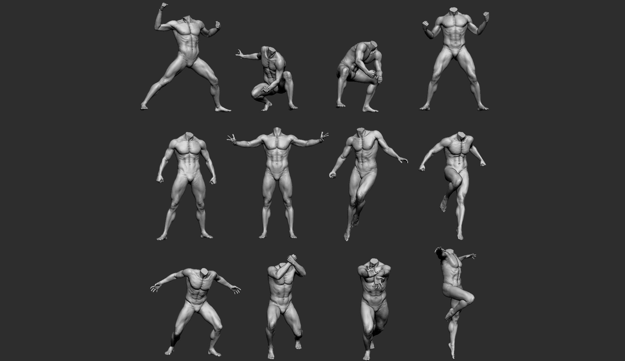 12 Male Poses Part 1 3D model_18