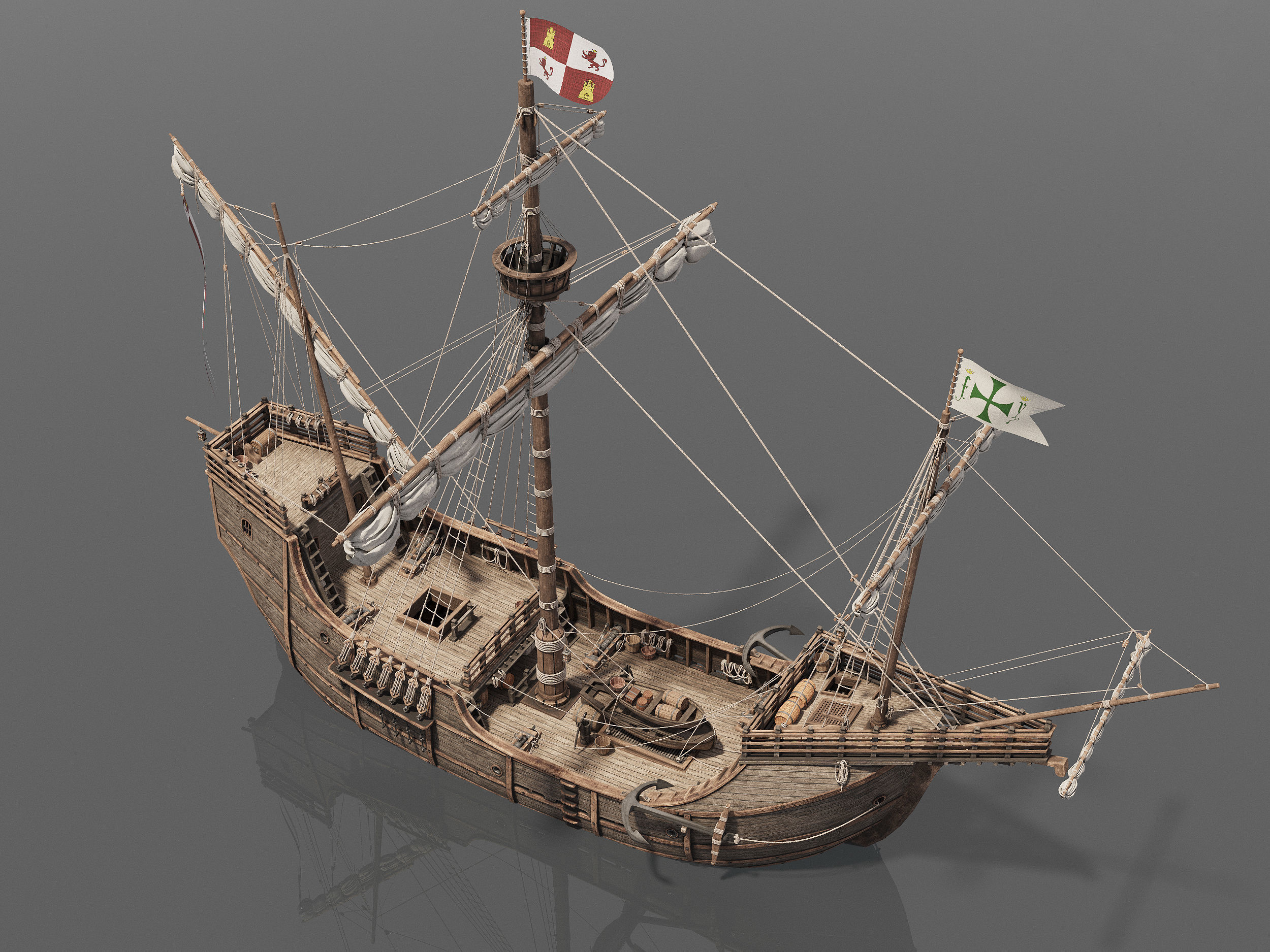 This 3D Santa Maria 1495  includes a fully detailed interior 3D model_14