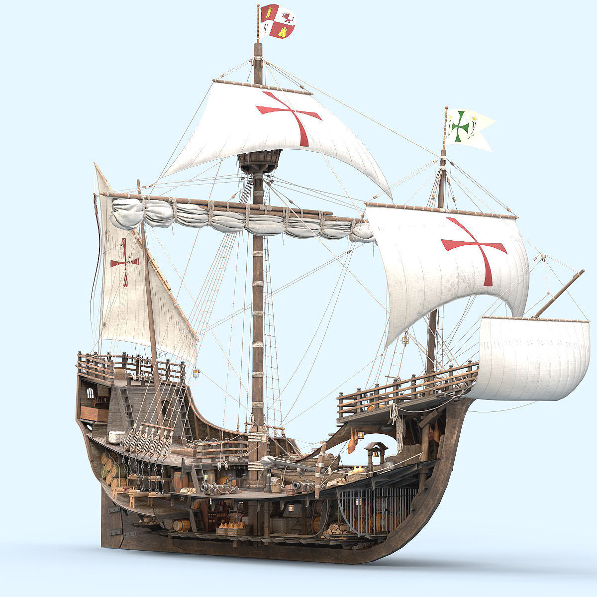 This 3D Santa Maria 1495  includes a fully detailed interior 3D model_13