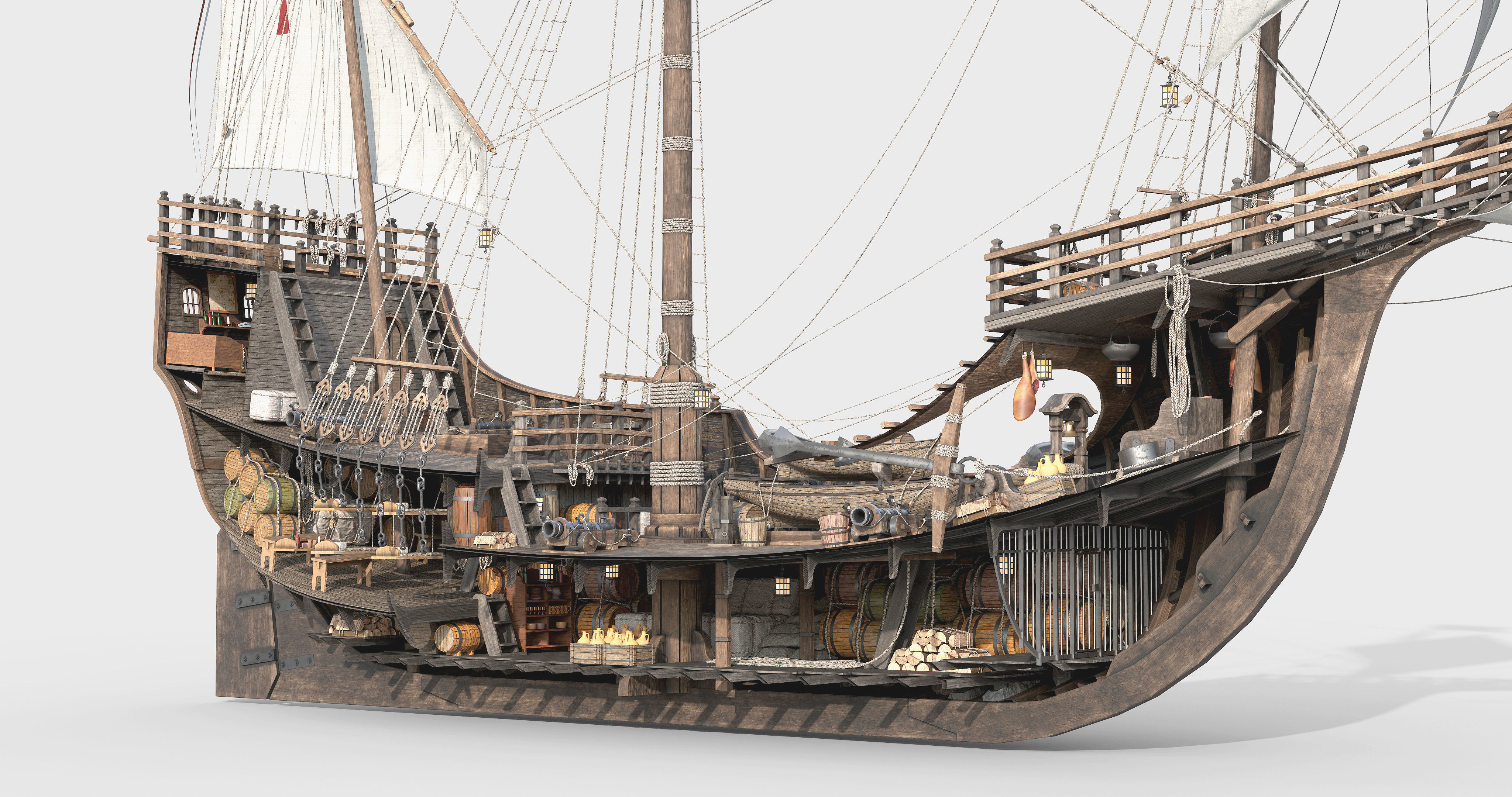 This 3D Santa Maria 1495  includes a fully detailed interior 3D model_0