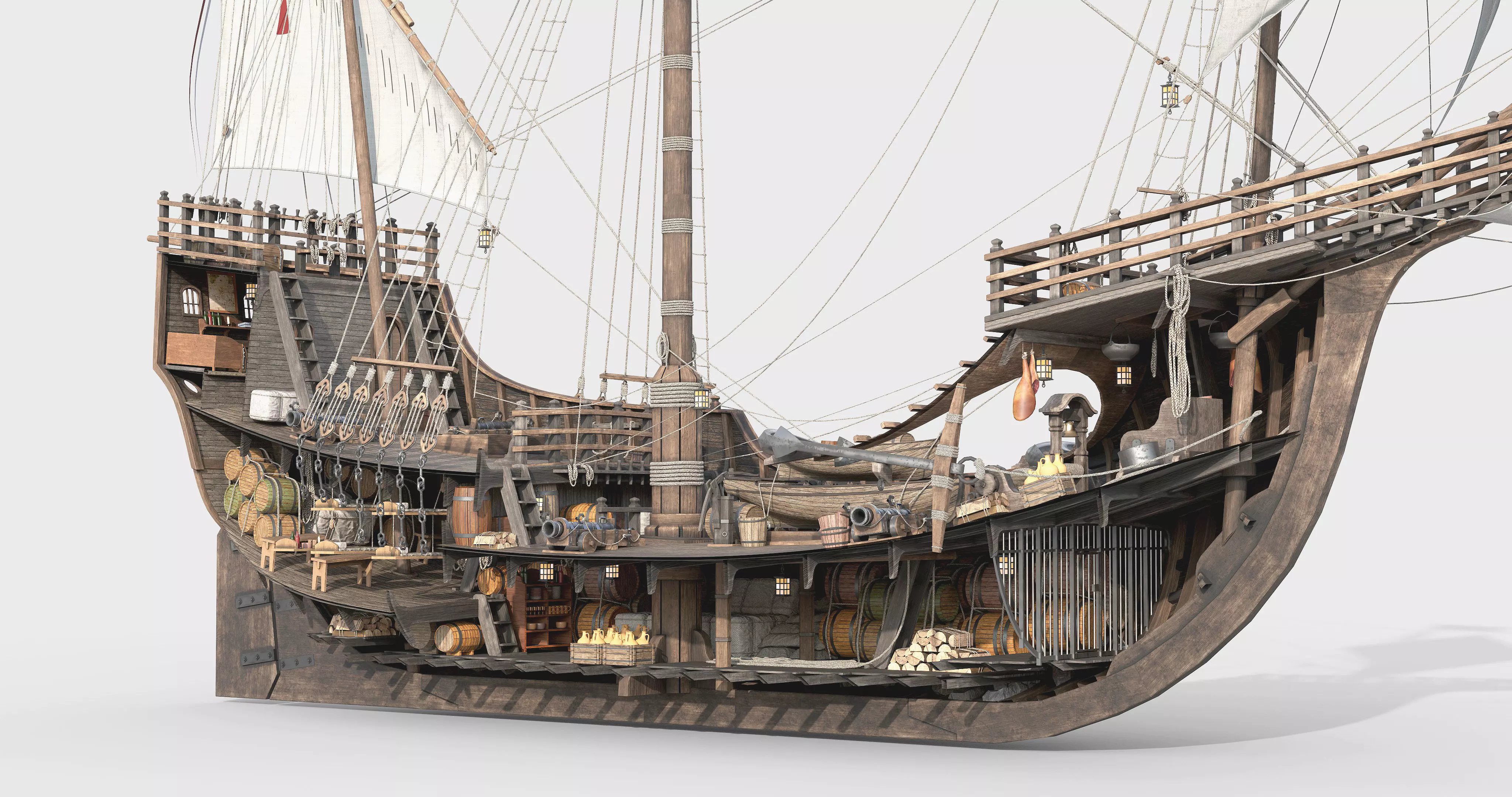 This 3D Santa Maria 1495  includes a fully detailed interior 3D model_4