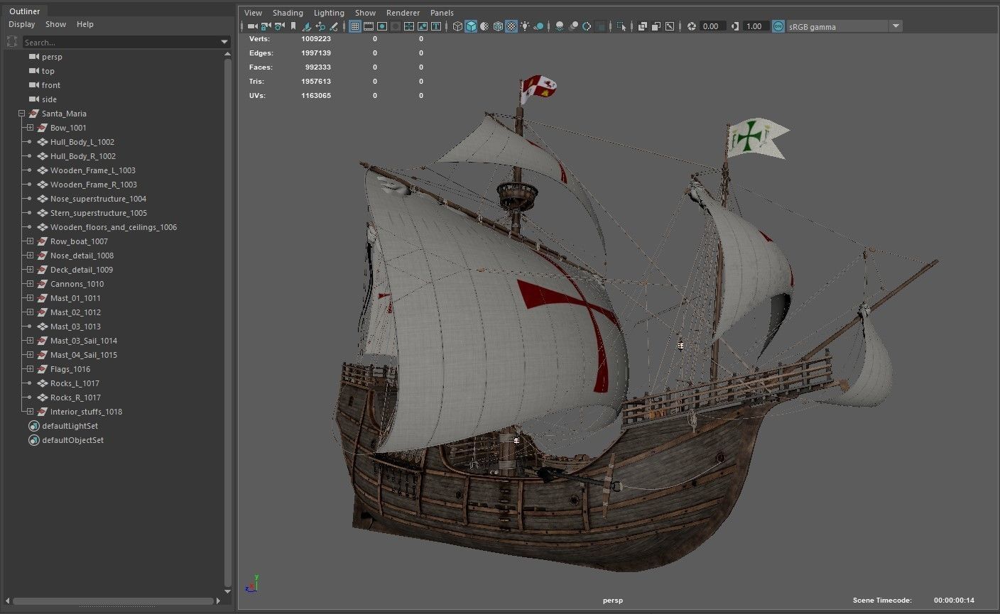 This 3D Santa Maria 1495  includes a fully detailed interior 3D model_31