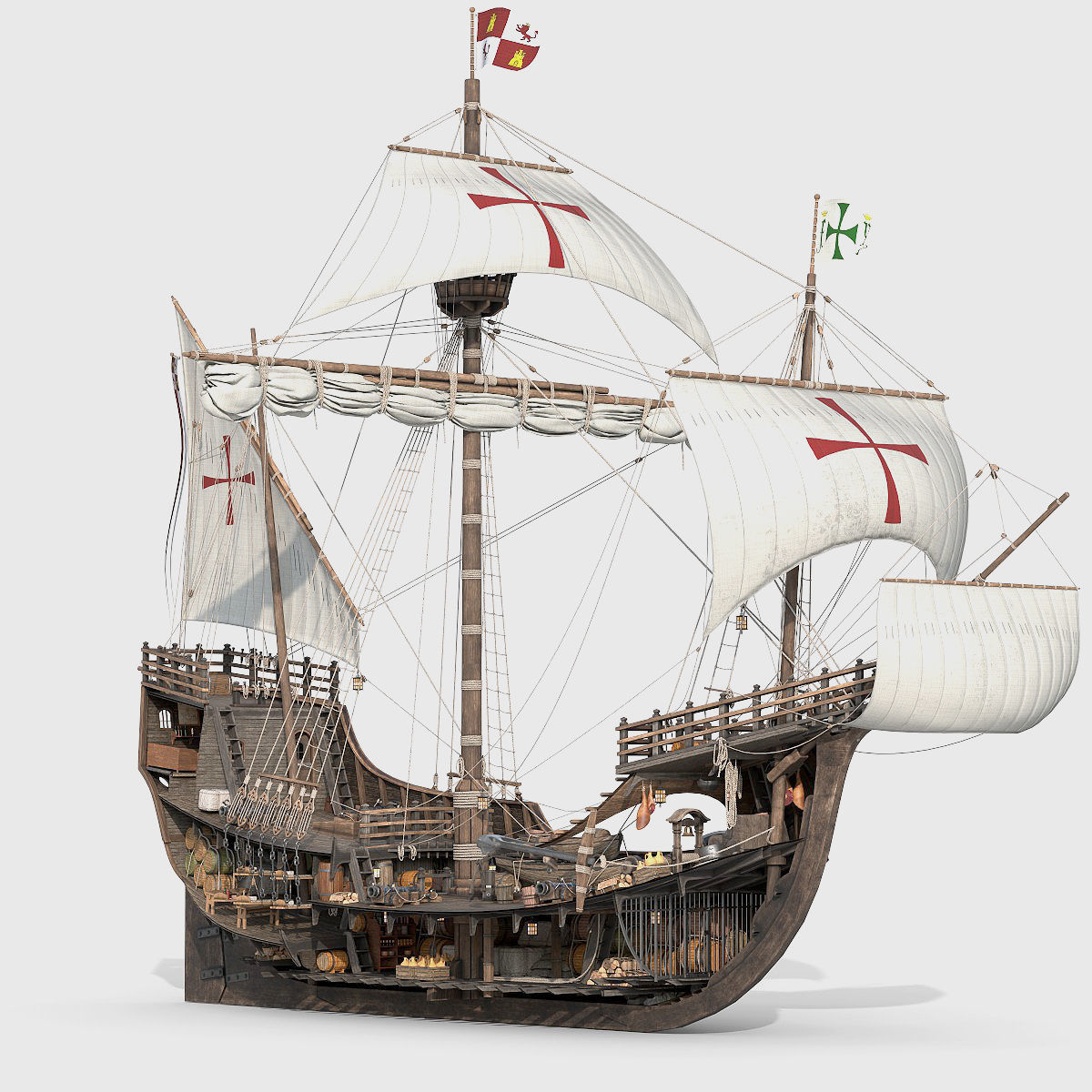 This 3D Santa Maria 1495  includes a fully detailed interior 3D model_7