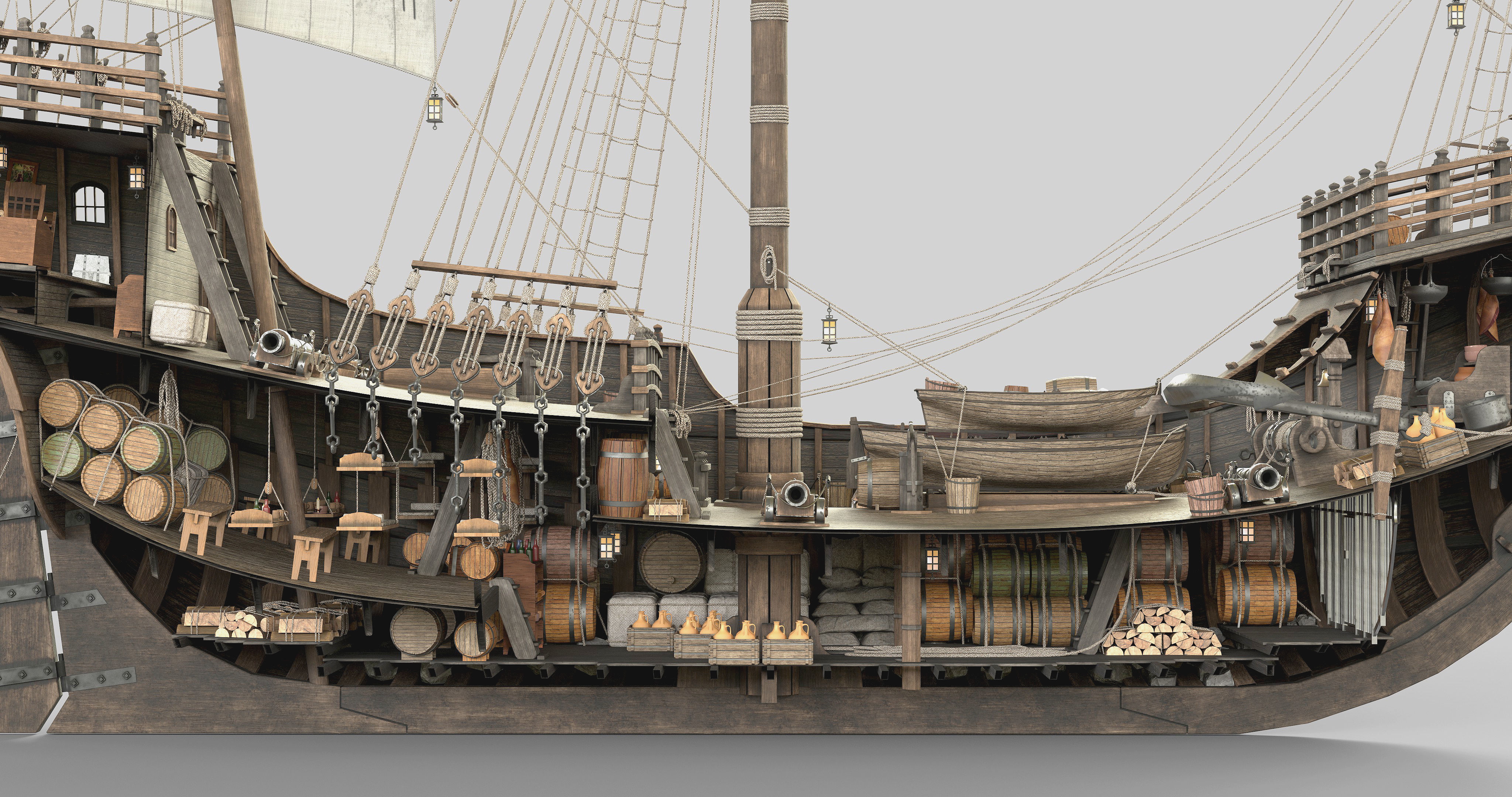 This 3D Santa Maria 1495  includes a fully detailed interior 3D model_1