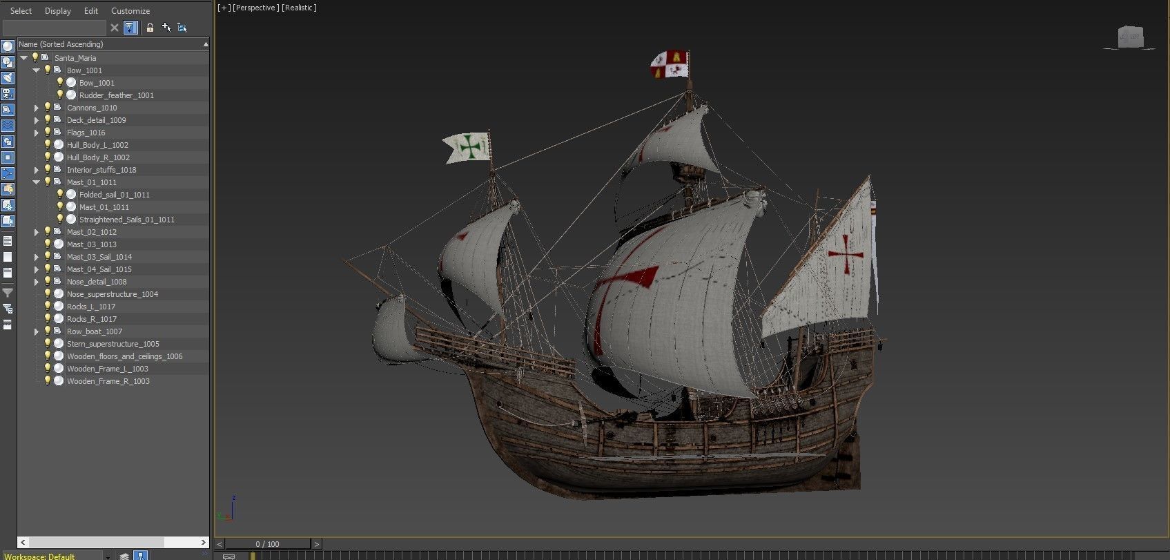 This 3D Santa Maria 1495  includes a fully detailed interior 3D model_30