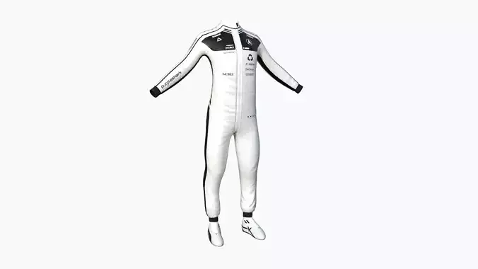 Racing Pilot Uniform A05 White Black - Character Clothing Design Low-poly 3D model