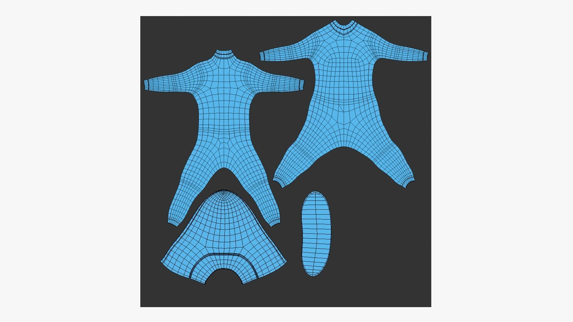 Racing Pilot Uniform A05 White Black - Character Clothing Design Low-poly 3D model_13