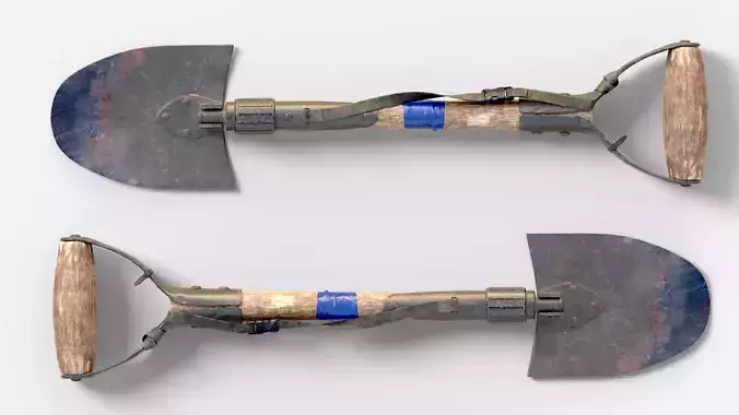 Low-poly Shovel with Bag  3D model Low-poly 3D model