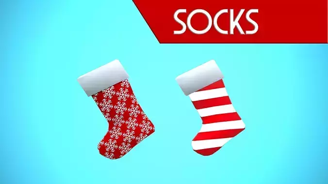 SOCKS CHRISTMAS CARTOON STYLIZED Low-poly 3D model