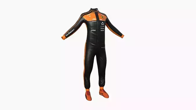 Racing Pilot Uniform A06 Black - Character Clothing Design Low-poly 3D model
