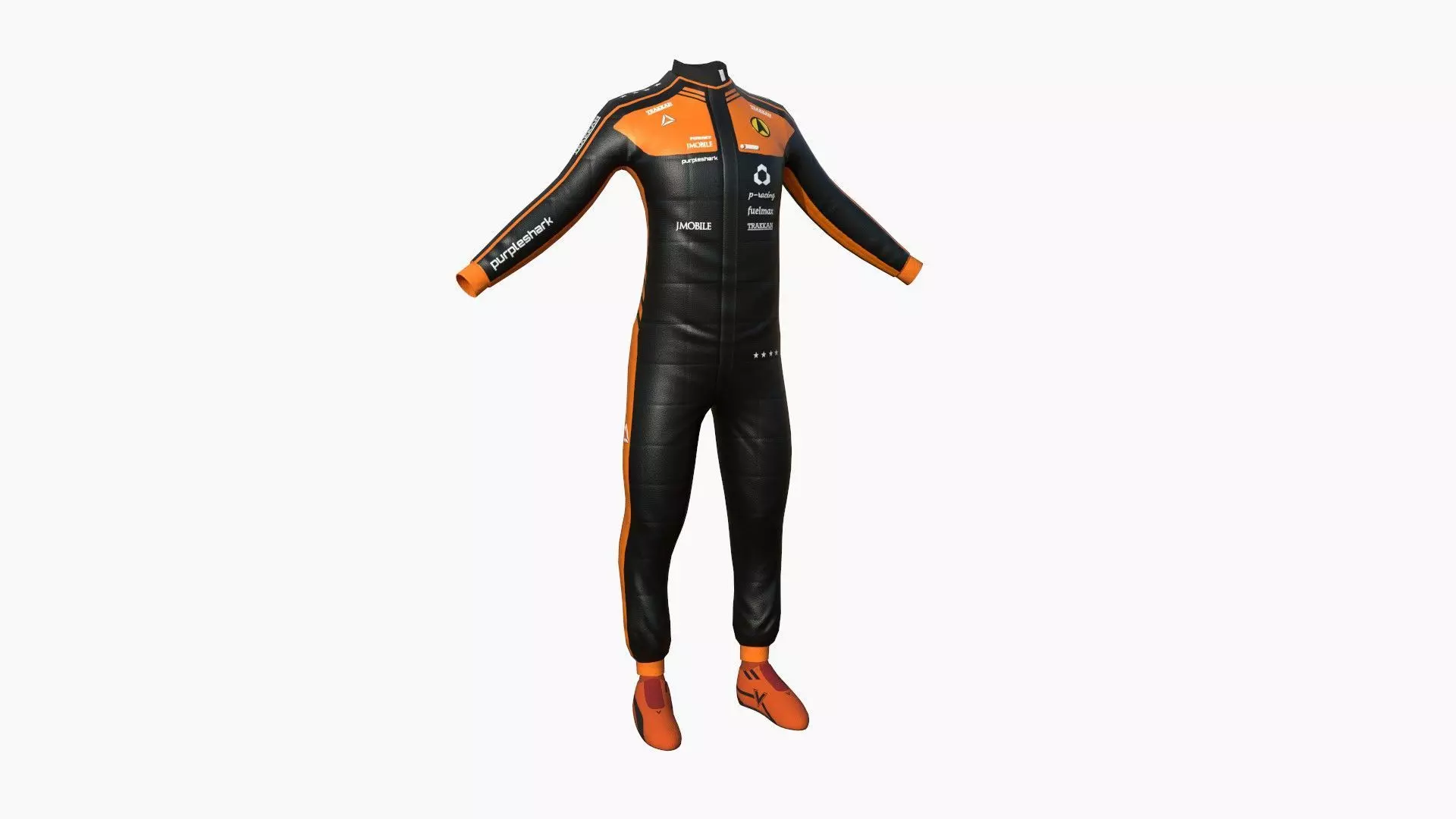 Racing Pilot Uniform A06 Black - Character Clothing Design Low-poly 3D model_0