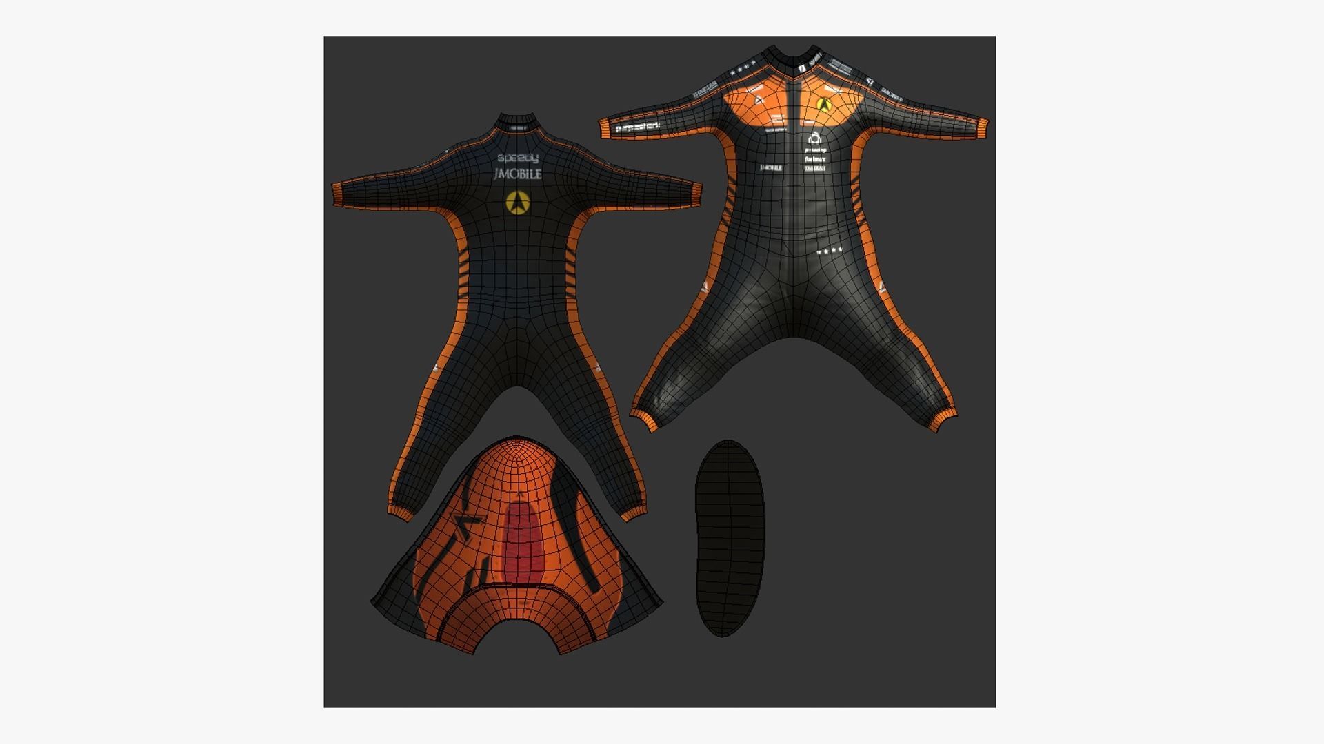 Racing Pilot Uniform A06 Black - Character Clothing Design Low-poly 3D model_5