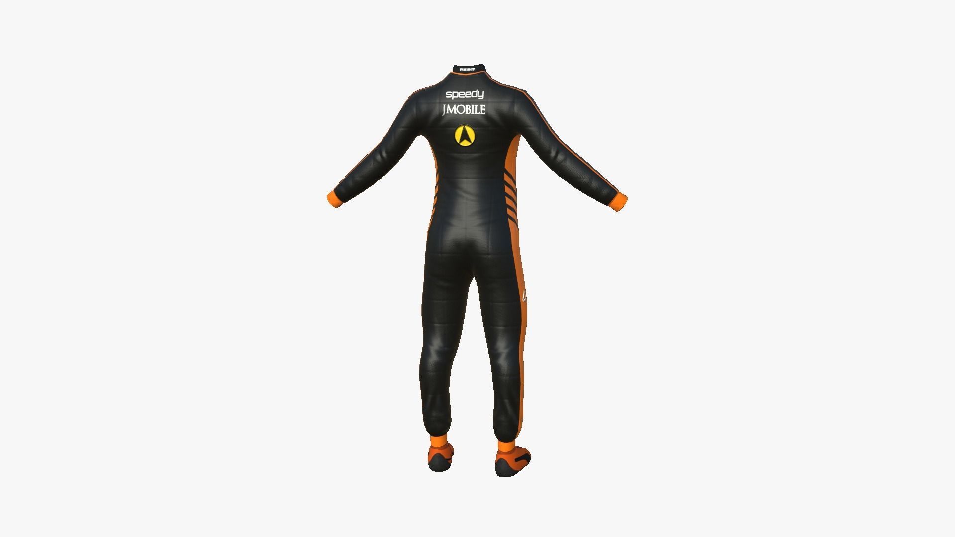 Racing Pilot Uniform A06 Black - Character Clothing Design Low-poly 3D model_2