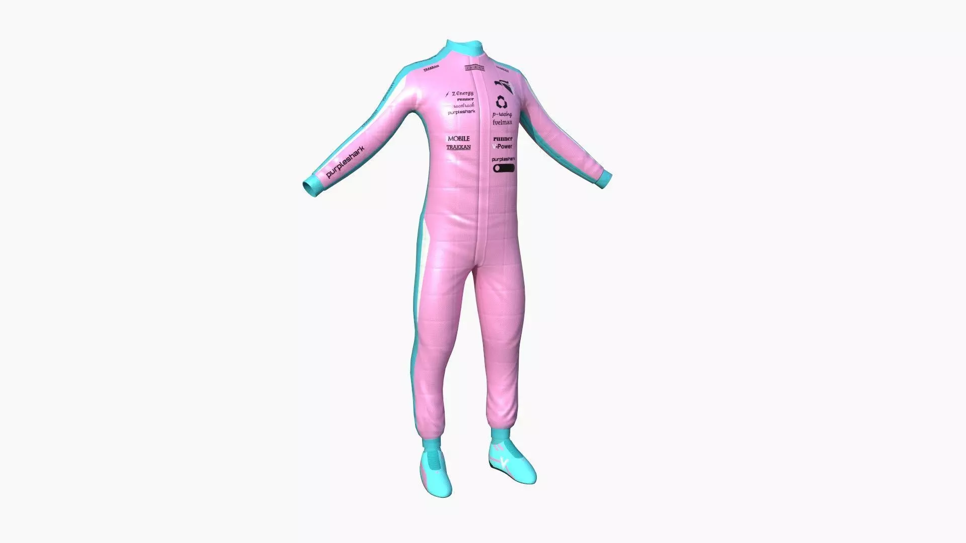 Racing Pilot Uniform A07 Pink - Character Clothing Design Low-poly 3D model_0
